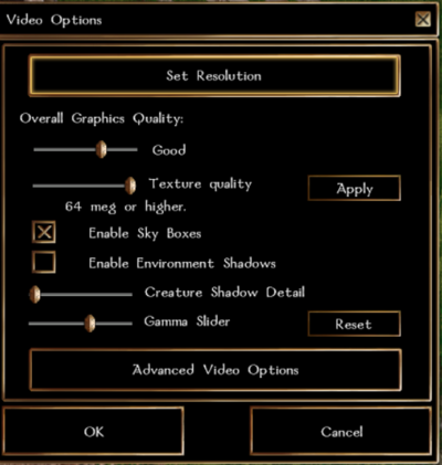 Video Options example